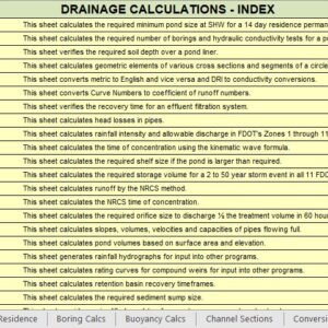 The most important Drainage Calculation Spreadsheets