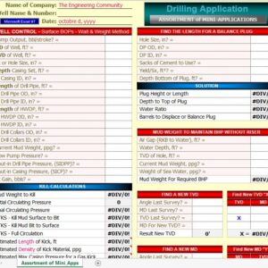 Assortment Of Drilling Mini-Applications Spreadsheet