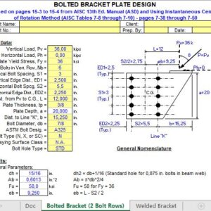 Bolted Bracket Plate Design Spreadsheet