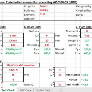 Check Of Shear Plate Bolted Connection Spreadsheet