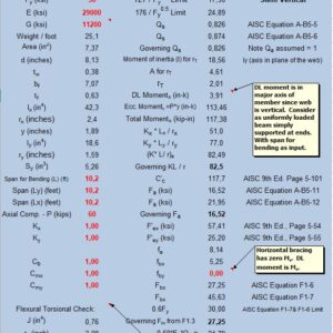 Design of WT Braces Spreadsheet