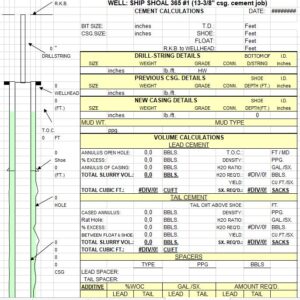 Drilling Cement Calculations Spreadsheet