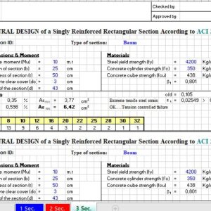 Flexural Design Of a Singly Reinforced Rectangular Section Spreadsheet