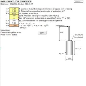 Pole Foundation Design and Calculation Spreadsheet (IBC 2003)