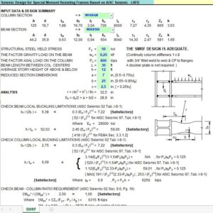 Seismic Design For Special Moment Resisting Frames Spreadsheet