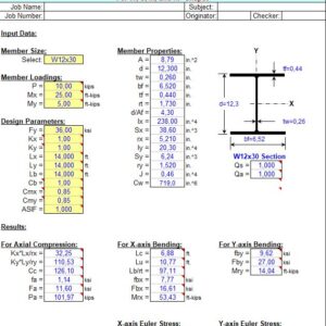 Steel Beam and Column Analysis Spreadsheet