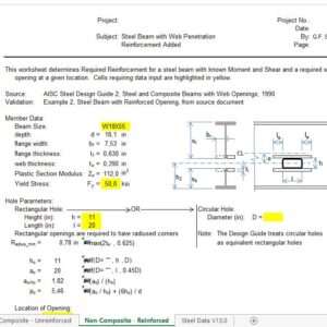 Steel Beams With Web Openings Calculation Spreadsheet