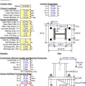 Steel Column Base Plate Analysis Spreadsheet