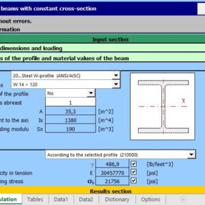 Straight Beams With Constant Cross-Section Spreadsheet