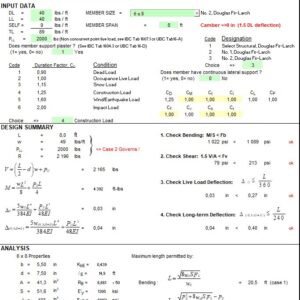 Wood Beam Design Base on NDS 2001 Spreadsheet