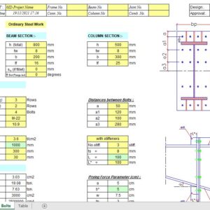 Beam To Column Rigid Connection – Friction Type Connection using High Strength Bolts Spreadsheet