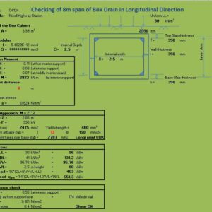 Box Culvert Design – Longitudinal Section Spreadsheet