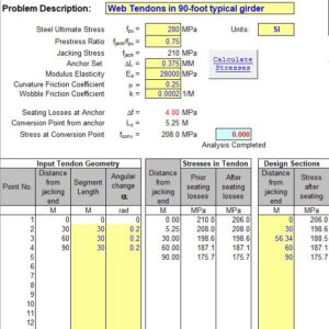 Calculating Friction And Anchor Set Losses In Post-Tensioned Tendons Spreadsheet