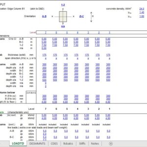 Column Load Take Down And Design For symmetrically Reinforced Rectangular Concrete Spreadsheet