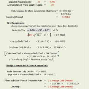 Complete Water Supply Treatment Plant Design Spreadsheet