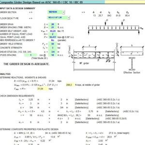 Composite Floor Girder Design Spreadsheet