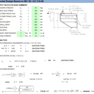 Corbel Design and Calculation As Per IBC 06 and ACI 318-08 Spreadsheet