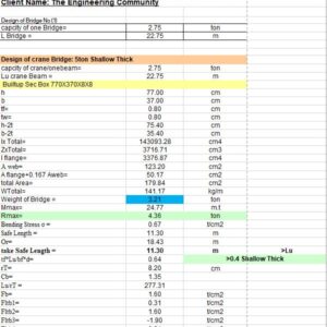 Design And Calculation Of Crane Bridge Spreadsheet