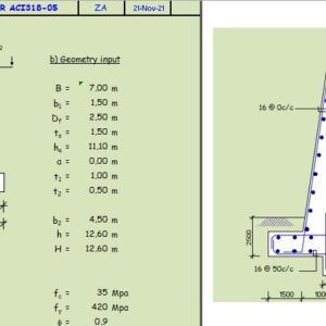 Design Of Cantiliver Retaining Wall Per ACI318-05 Spreadsheet