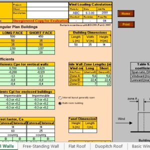 External Wind Pressure (Pe) Calculation Spreadsheet