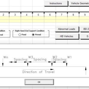 Moving Point Loads Line Beam Analysis Spreadsheet