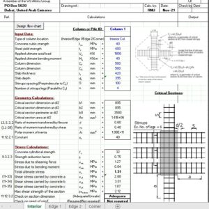 Punching Design and Calculation According to ACI318-05 Spreadsheet