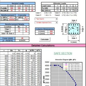 Rectangular Column Calculations Spreadsheet