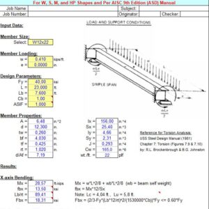 Simplified Torsion Analysis For Steel Beams Spreadsheet