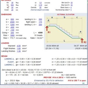 Stair Flights ans Landings to EN 1992-1_2004 Spreadsheet