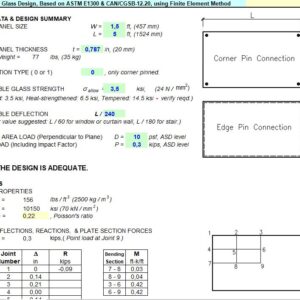 Structural Glass Design Using FEM Method Spreadsheet