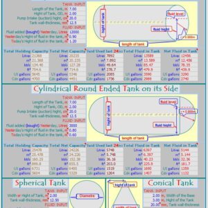 Tank Volumes Calculation Spreadsheet