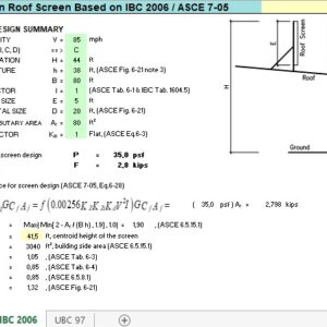 Wind Load On Roof Screen Calculation Spreadsheet