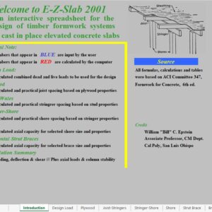 An interactive spreadsheet for the design of timber formwork systems for cast in place elevated concrete slabs