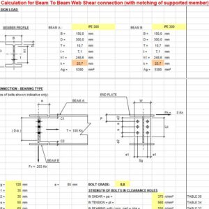 Calculation For Beam To Beam Web Shear Connection Spreadsheet