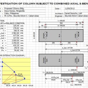 Investigation Of Column Subject To Combined Axial and Bending Spreadsheet