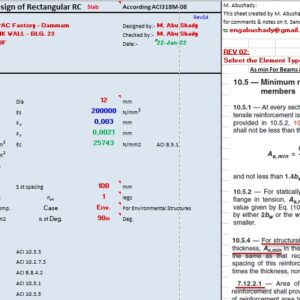 Moment And Shear Strength design Of Rectangular RC Spreadsheet