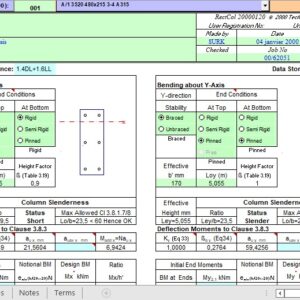 Rectangular Column Design and Calculation Spreadsheet