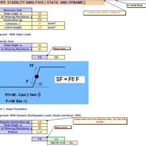 Slope Stability Analysis Static and Dynamic Spreadsheet