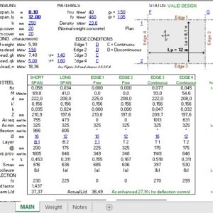 Two Way Spanning Insitu Concrete Slabs Spreadsheet