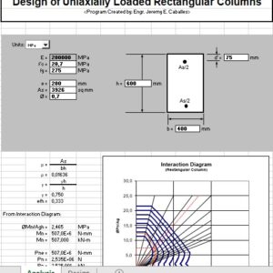 Uniaxially Loaded Rectangular Columns Design and Calculation Spreadsheet