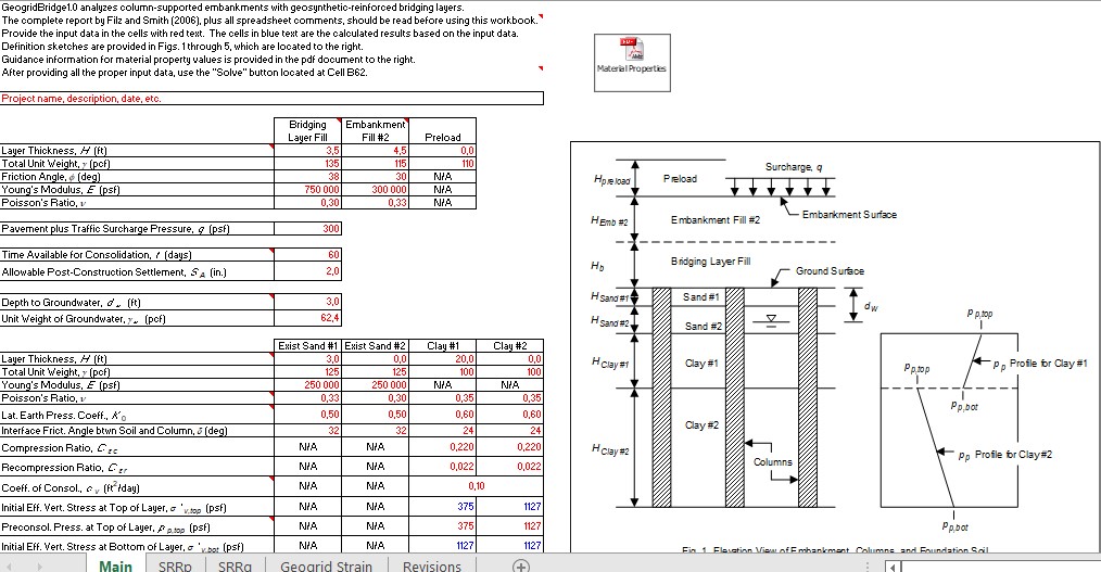 Geogrid Bridge Calculation Spreadsheet