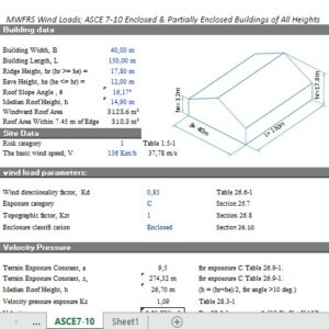 MWFRS Winds Loads ASCE 7-10 Enclosed and Partially Enclosed Buildings Of All Heights Spreadsheet