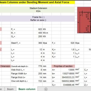 Design Beam-Columns Under Bending Moment and Axial Force Spreadsheet