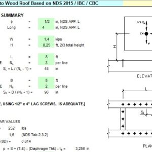 Equipment Anchorage to Wood Roof Spreadsheet