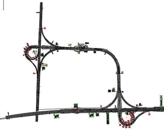 Double Trumpet Interchange Based On AASHTO Geometry Design Autocad DWG Drawing