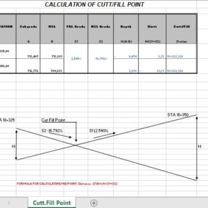 Calculation Of Cut and Fill Point Road Design Spreadsheet