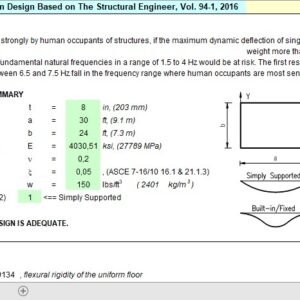 Two-Way Floor Vibration Design and Calculation Spreadsheet