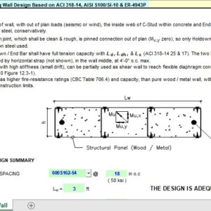 Composite Strong Wall Design and Calculation Spreadsheet