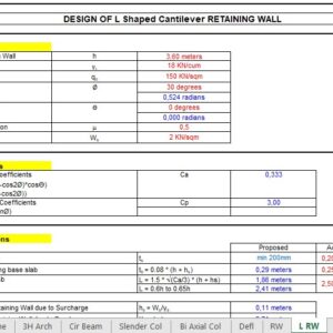 Design Of L Shaped Cantiliver Retaining Wall Spreadsheet