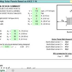 Wind Design For Rooftop Solar Panels Based on ASCE 7-16 Spreadsheet